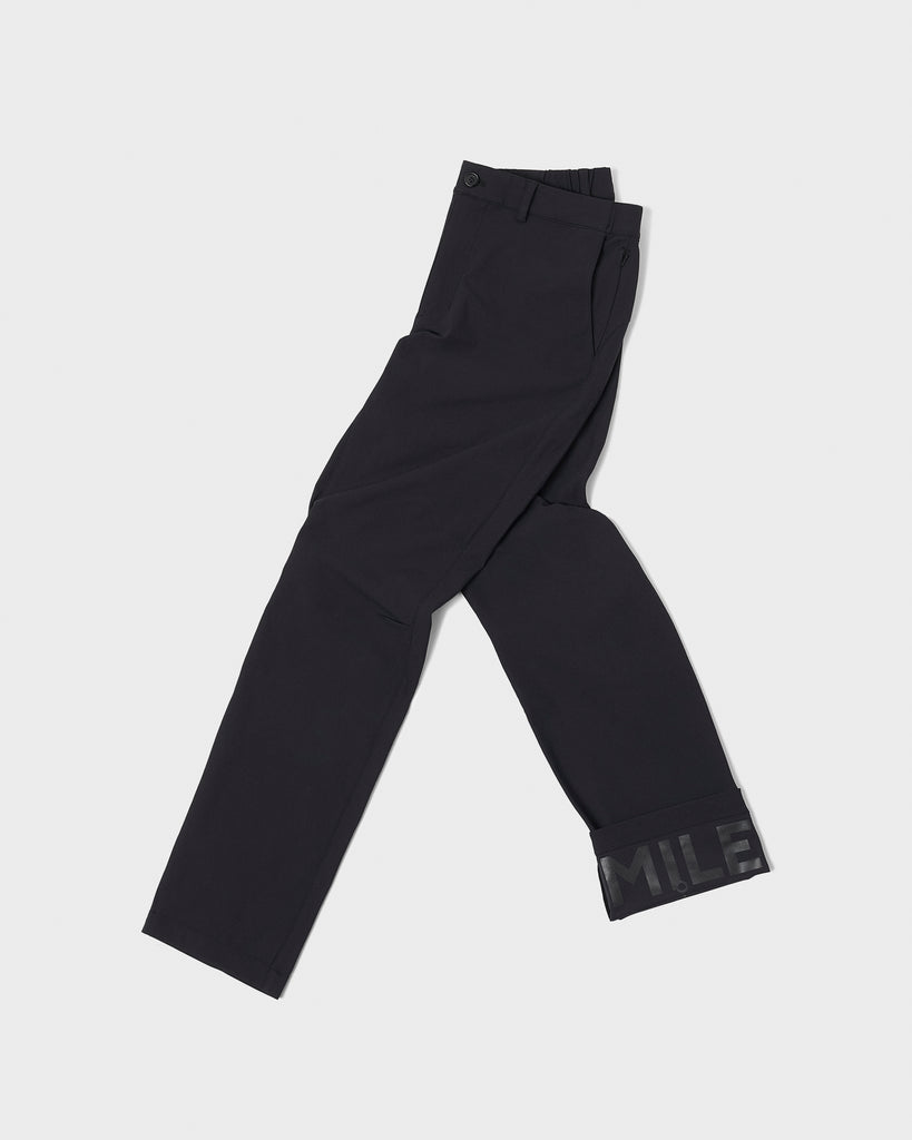 A birds eye view (flat-lay) of the black chino commuter cycling trousers  | The Black Ones | Performance-Wear Brand | Lightweight Performance-Wear
